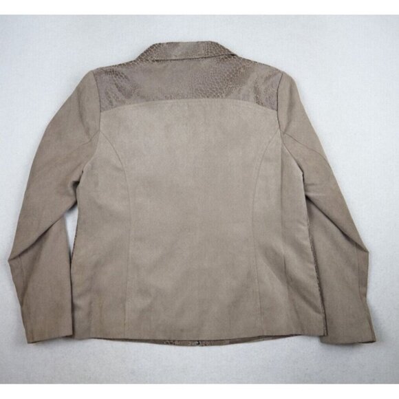 STUDIO WORKS - WOMEN'S BEIGE SOFT MICROFIBER FULL ZIP JACKET - SIZE 10P - Picture 7 of 7